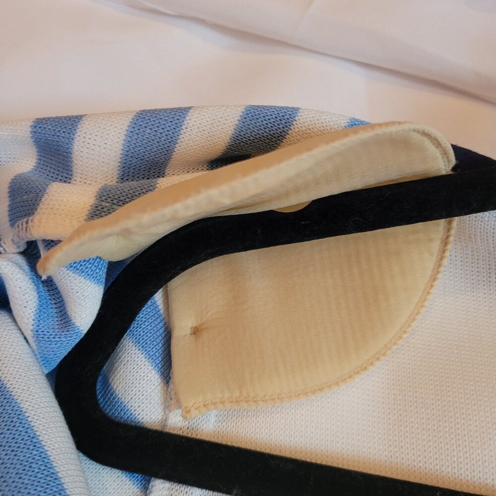 Misook Exclusively Women's Blue and White Stripe Navy Trim Cardigan Medium - Picture 10 of 13